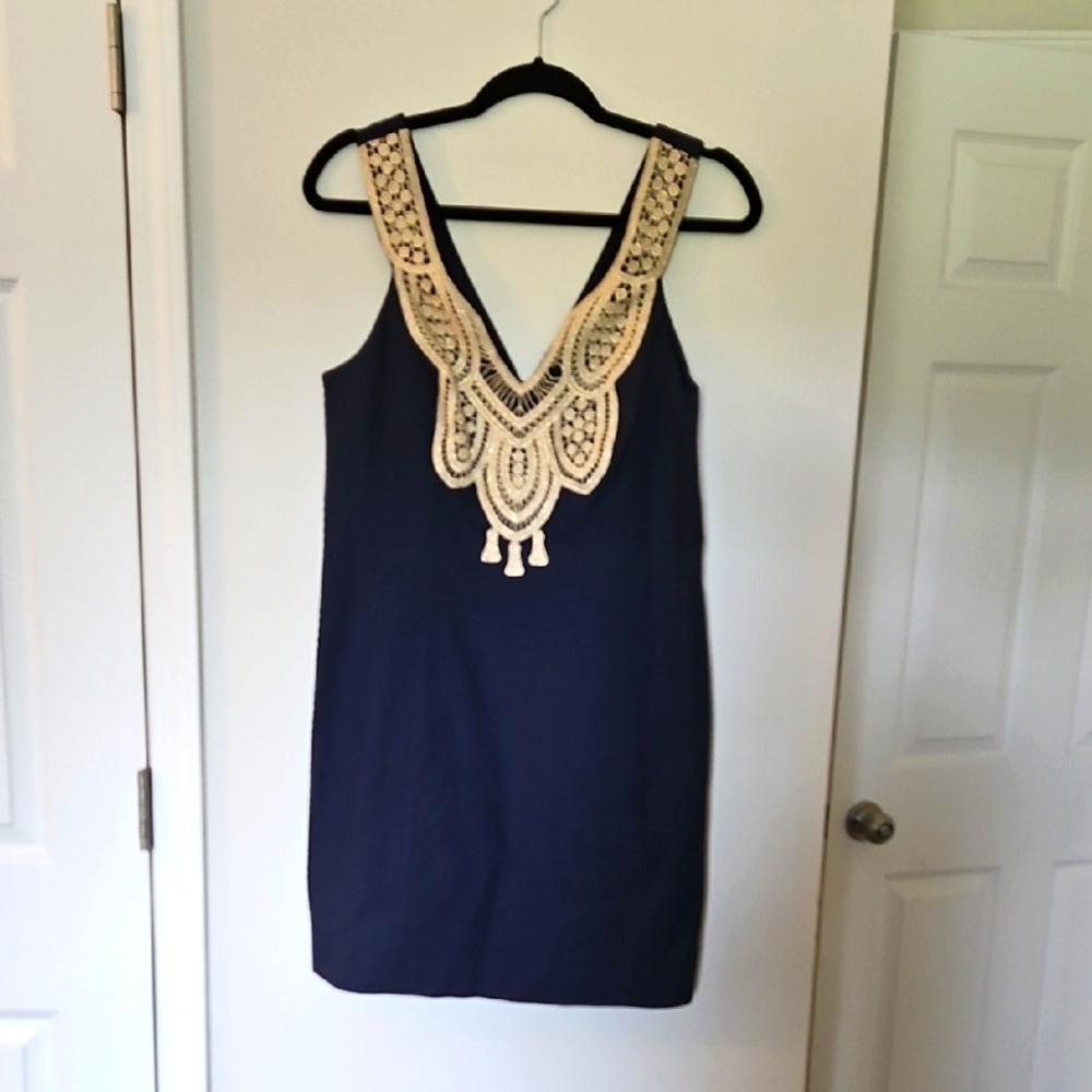 Lilly Pulitzer Navy Dress with Cream Lace